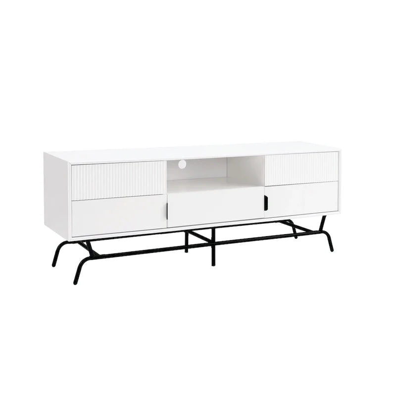 Denhour DH BASIC 60-Inch Modern Media Cabinet TV Stand with 3 Drawers and Cable Management Hole 30