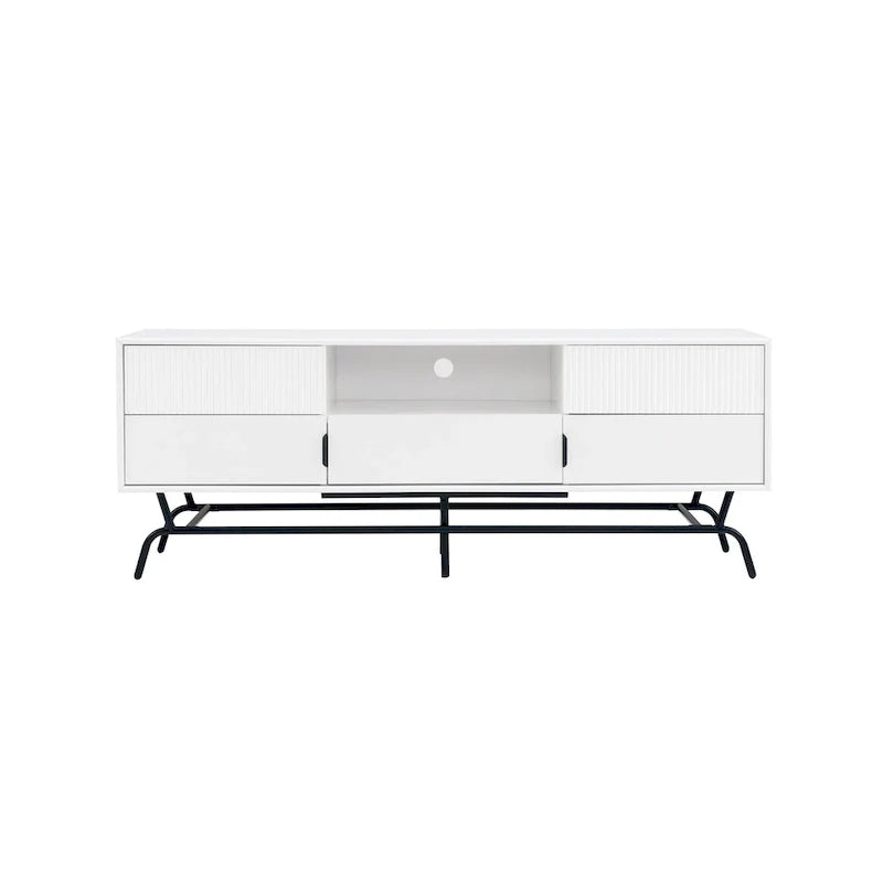 Denhour DH BASIC 60-Inch Modern Media Cabinet TV Stand with 3 Drawers and Cable Management Hole 31