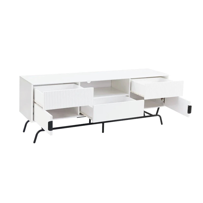 Denhour DH BASIC 60-Inch Modern Media Cabinet TV Stand with 3 Drawers and Cable Management Hole 32