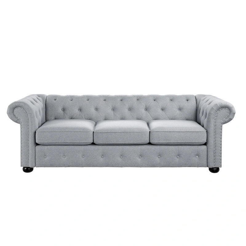 Corvus Aleksis Tufted Chesterfield 3-Seat Sofa with Elegant Rolled Arms 27