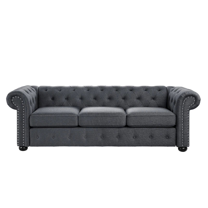 Corvus Aleksis Tufted Chesterfield 3-Seat Sofa with Elegant Rolled Arms 5