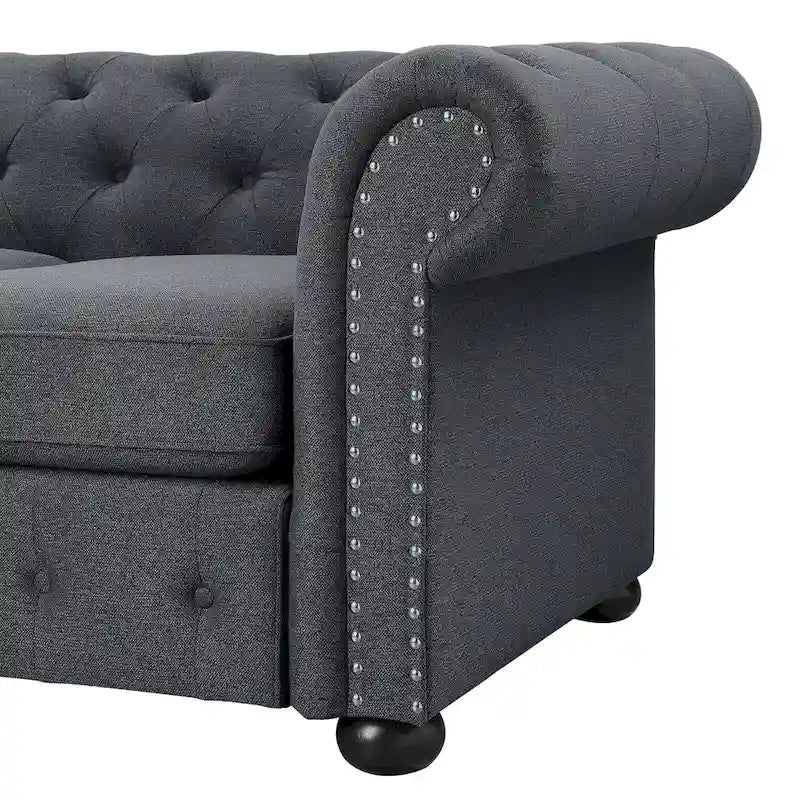 Corvus Aleksis Tufted Chesterfield 3-Seat Sofa with Elegant Rolled Arms 10