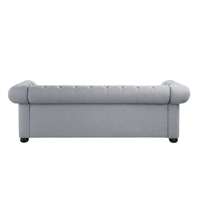 Corvus Aleksis Tufted Chesterfield 3-Seat Sofa with Elegant Rolled Arms 16