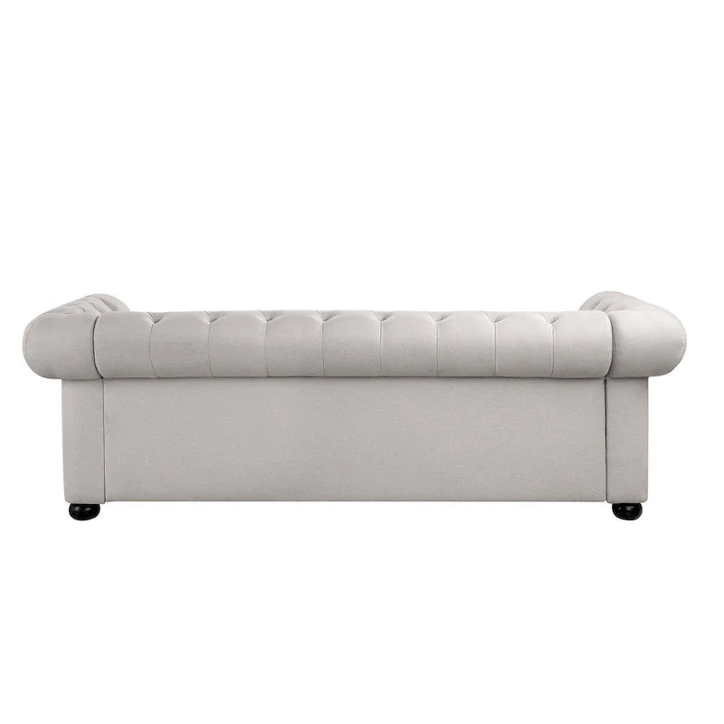 Corvus Aleksis Tufted Chesterfield 3-Seat Sofa with Elegant Rolled Arms 23