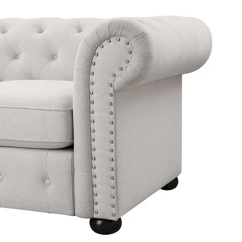 Corvus Aleksis Tufted Chesterfield 3-Seat Sofa with Elegant Rolled Arms 24