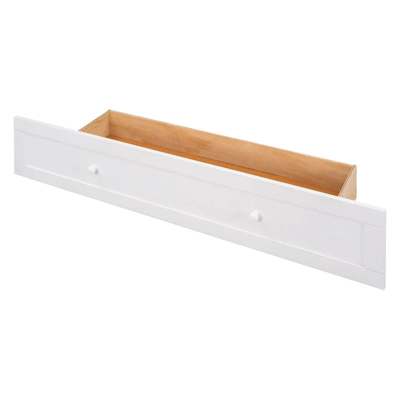 Nestfair White Queen-Sized Murphy Bed with Drawer and Shelves - Mobile Design 5