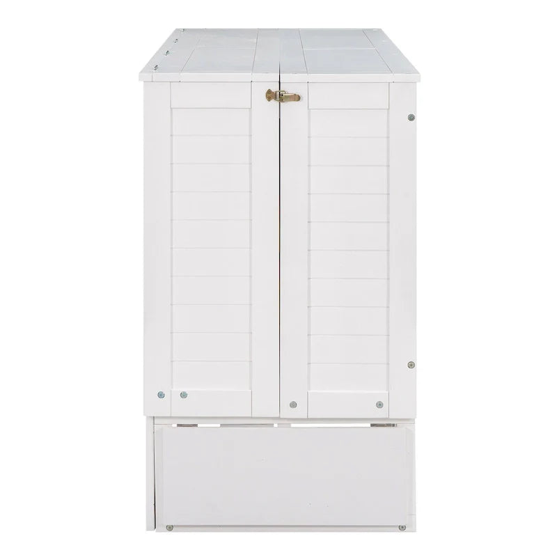 Nestfair White Queen-Sized Murphy Bed with Drawer and Shelves - Mobile Design 8