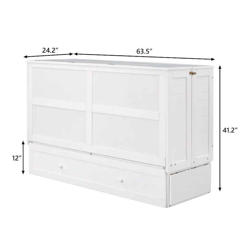 Murphy Platform Bed with Storage Drawer Shelves and Foldable Design 9
