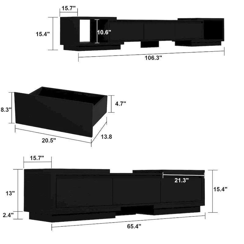 Adjustable Modern Media Console TV Stand with Storage 10