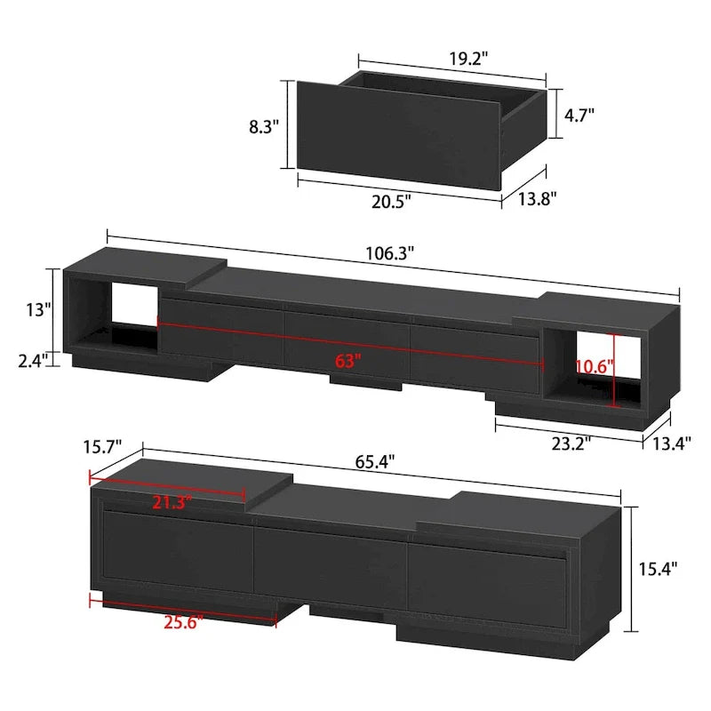 Adjustable Modern Media Console TV Stand with Storage 17