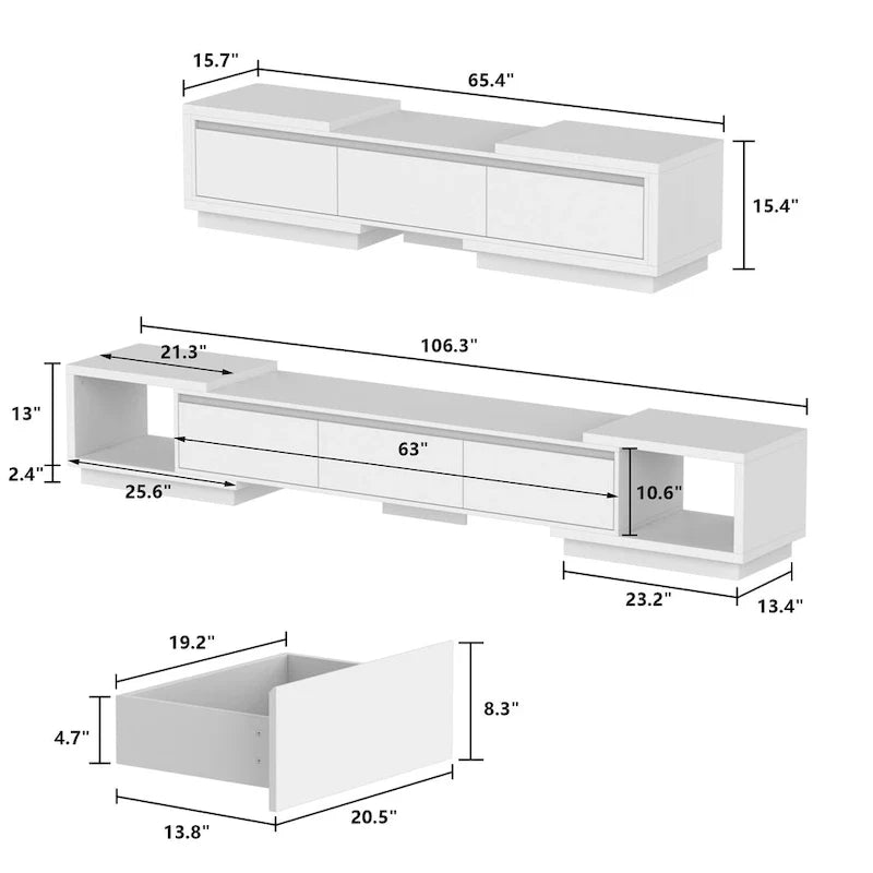 Adjustable Modern Media Console TV Stand with Storage 26