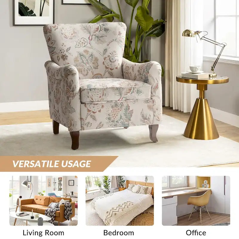 HULALA HOME Samouel Contemporary Floral Wingback Armchair