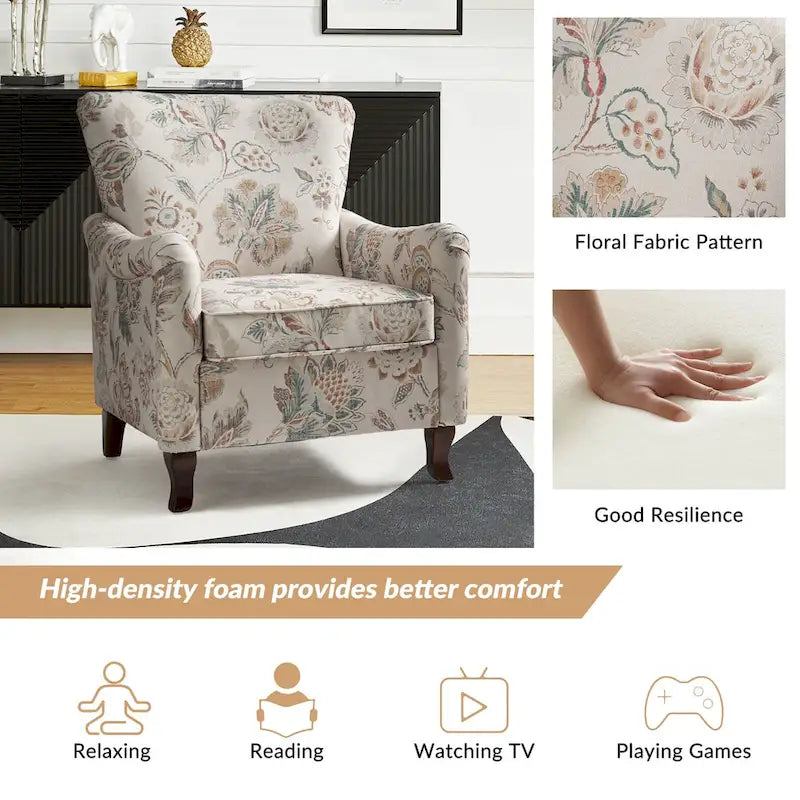 HULALA HOME Samouel Contemporary Floral Wingback Armchair 4