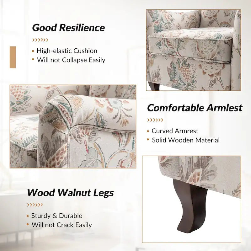 HULALA HOME Samouel Contemporary Floral Wingback Armchair 5