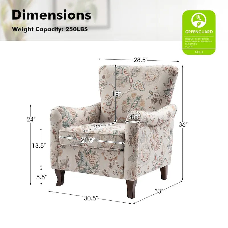 HULALA HOME Samouel Contemporary Floral Wingback Armchair 6
