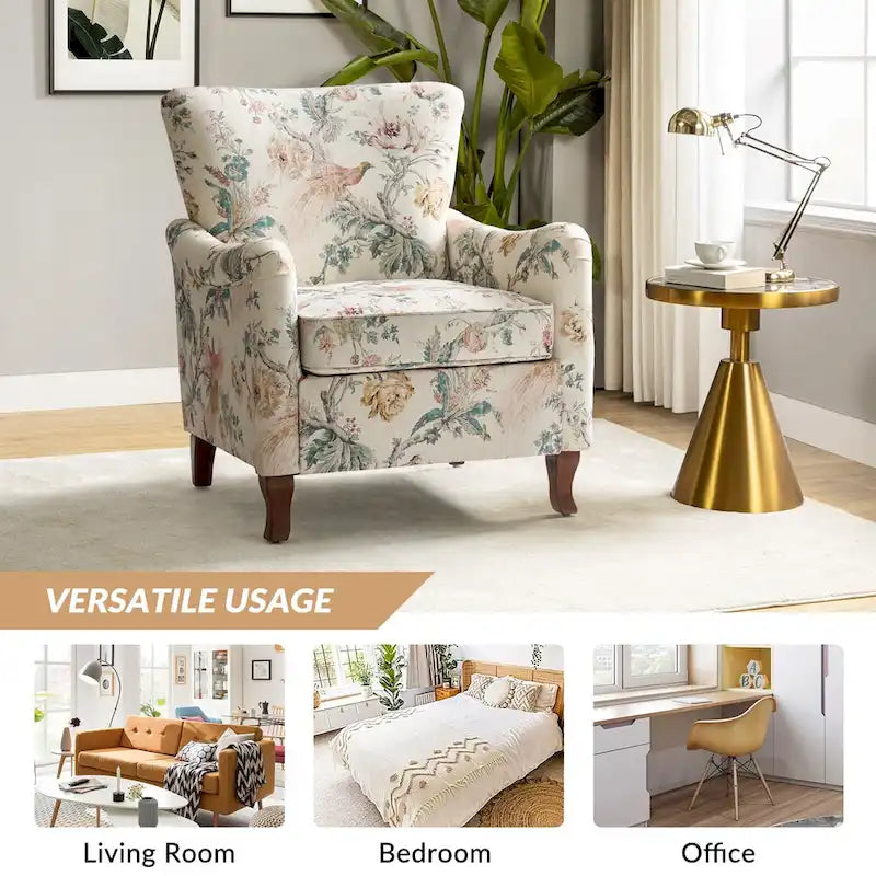 HULALA HOME Samouel Contemporary Floral Wingback Armchair 9