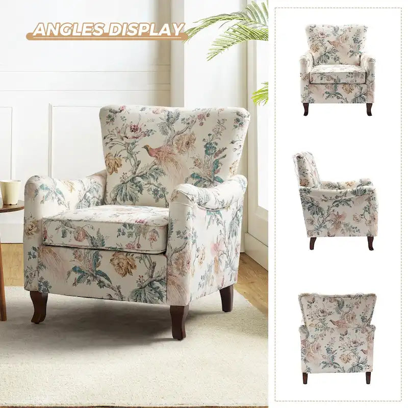 HULALA HOME Samouel Contemporary Floral Wingback Armchair 12