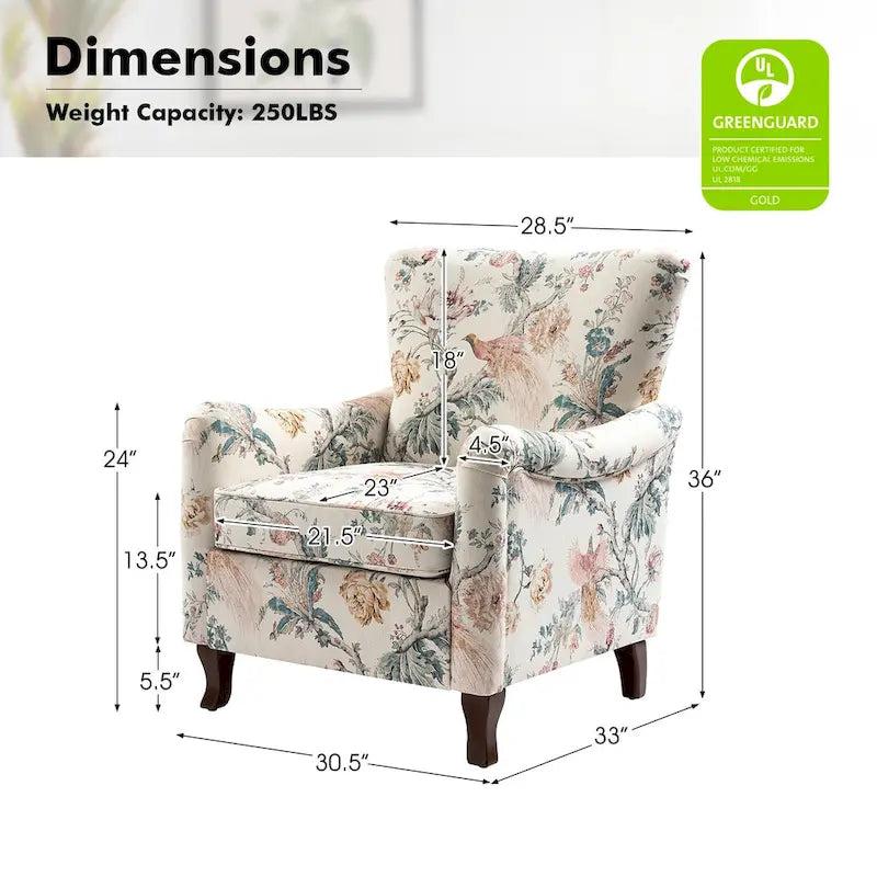 HULALA HOME Samouel Contemporary Floral Wingback Armchair 13