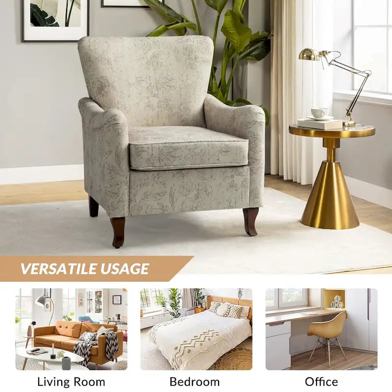HULALA HOME Samouel Contemporary Floral Wingback Armchair 15