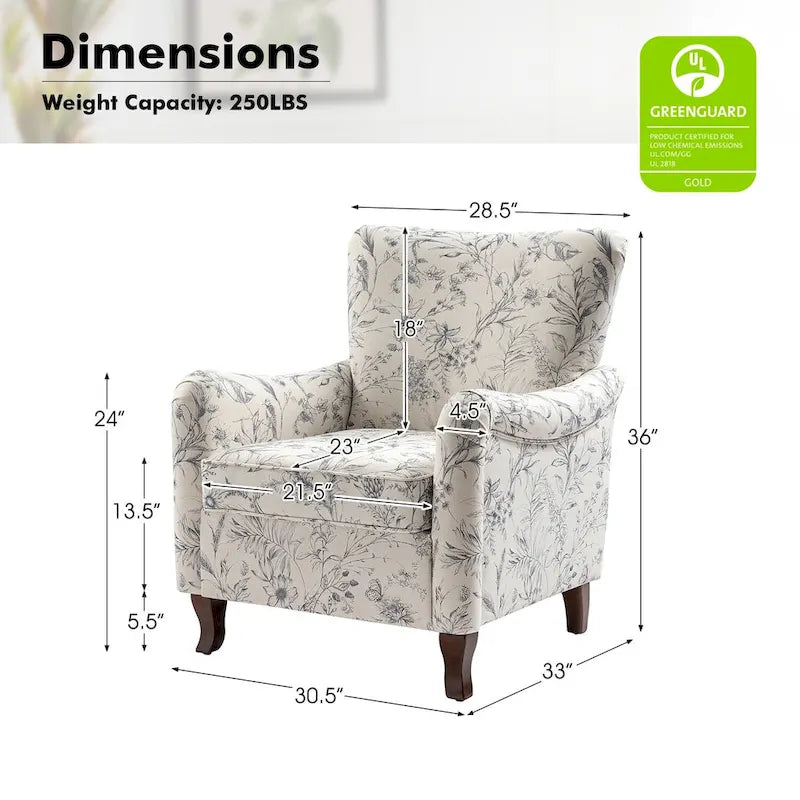 HULALA HOME Samouel Contemporary Floral Wingback Armchair 30