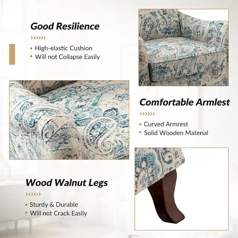 HULALA HOME Samouel Contemporary Floral Wingback Armchair 34