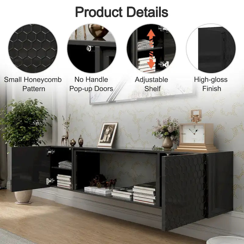67-Inch Wall-Mounted Floating TV Stand for TVs Up to 80 Inches 3