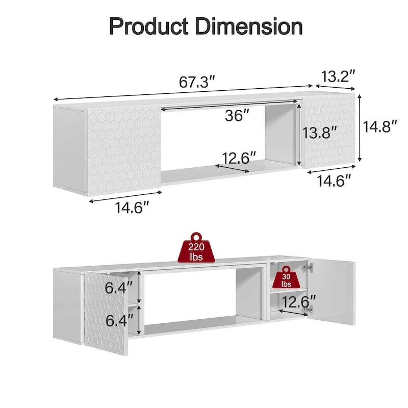 67-Inch Wall-Mounted Floating TV Stand for TVs Up to 80 Inches 15