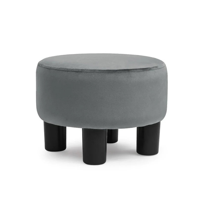 Adeco Modern Velvet Round Ottoman Footrest Stool with Padded Seat 3
