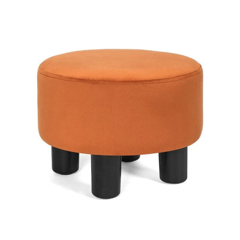 Adeco Modern Velvet Round Ottoman Footrest Stool with Padded Seat 9