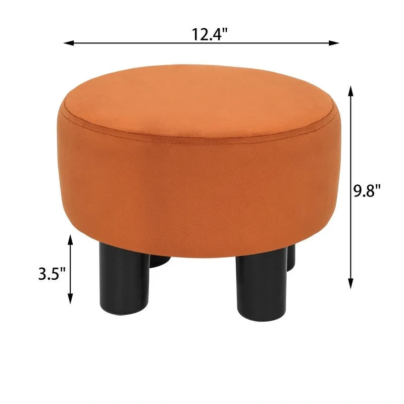 Adeco Modern Velvet Round Ottoman Footrest Stool with Padded Seat 10