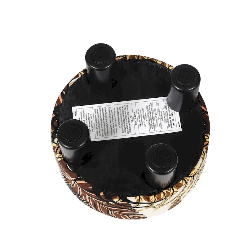 Adeco Modern Velvet Round Ottoman Footrest Stool with Padded Seat 16