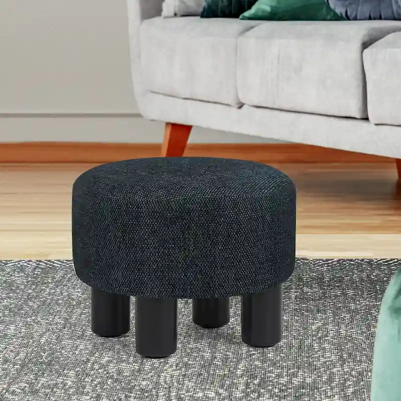 Adeco Modern Velvet Round Ottoman Footrest Stool with Padded Seat 18