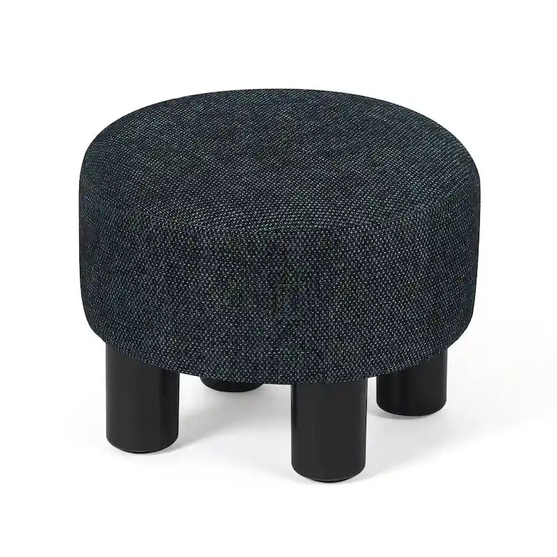 Adeco Modern Velvet Round Ottoman Footrest Stool with Padded Seat 19