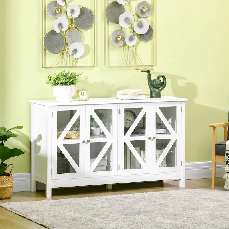 HOMCOM Kitchen Sideboard Buffet Cabinet with Adjustable Shelves for Versatile Storage 19