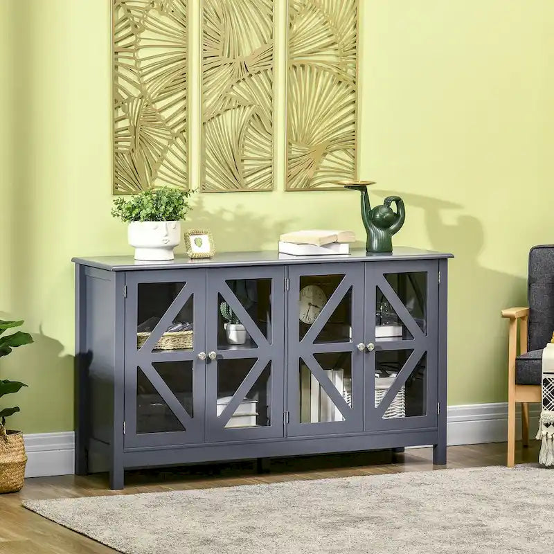 HOMCOM Kitchen Sideboard Buffet Cabinet with Adjustable Shelves for Versatile Storage 1