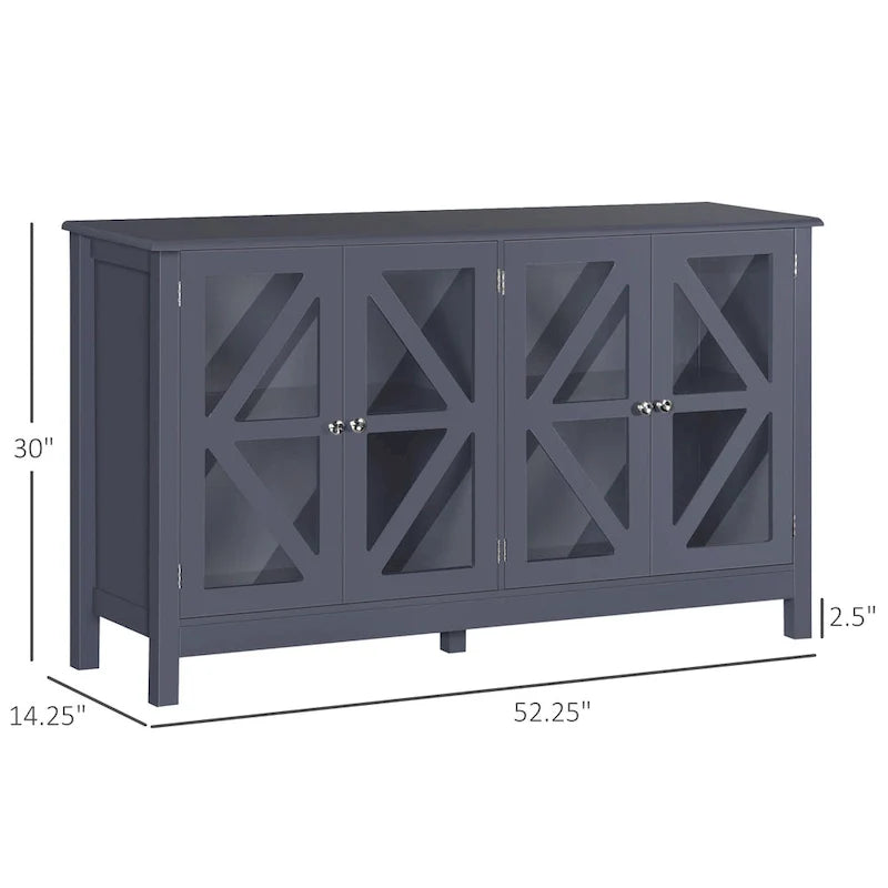 HOMCOM Kitchen Sideboard Buffet Cabinet with Adjustable Shelves for Versatile Storage 3