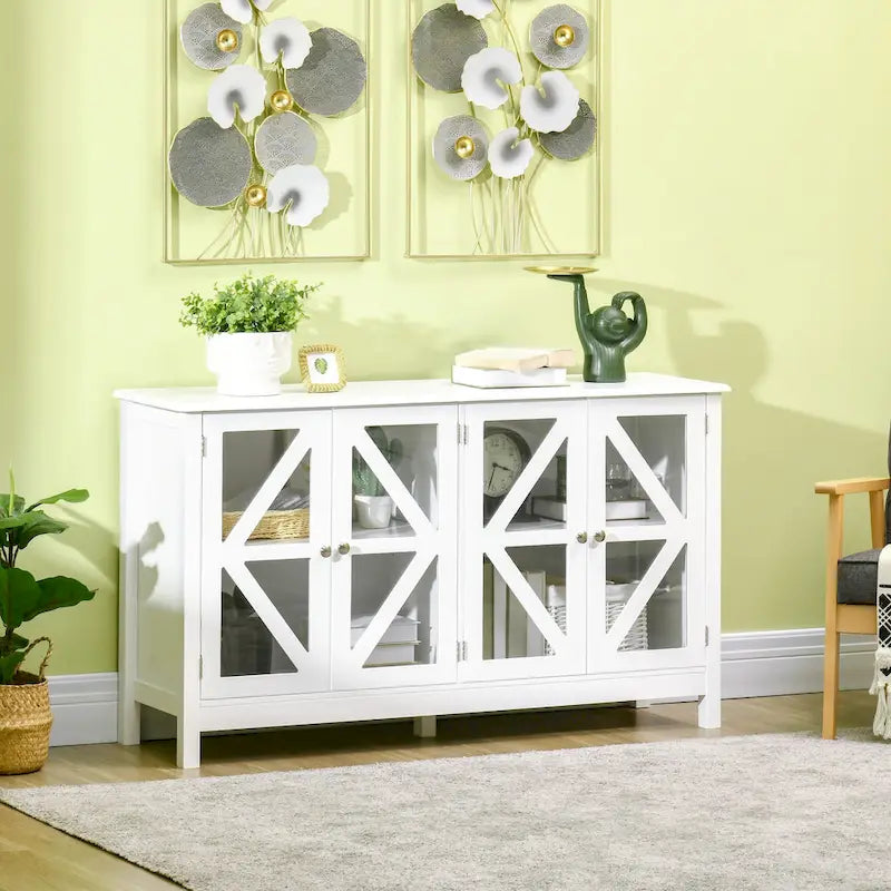 HOMCOM Kitchen Sideboard Buffet Cabinet with Adjustable Shelves for Versatile Storage 10