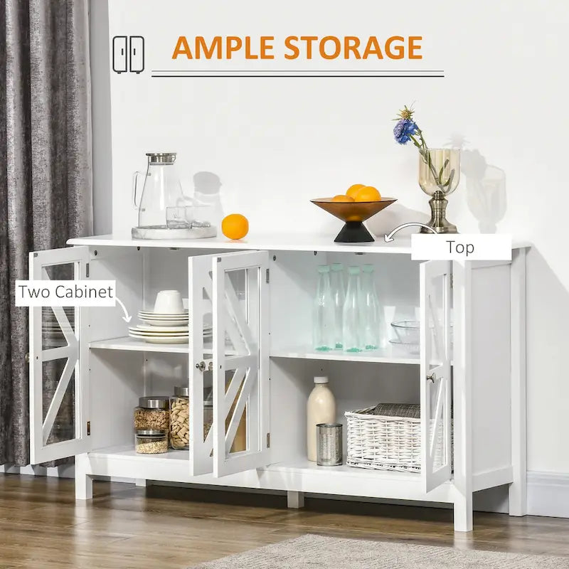 HOMCOM Kitchen Sideboard Buffet Cabinet with Adjustable Shelves for Versatile Storage 13