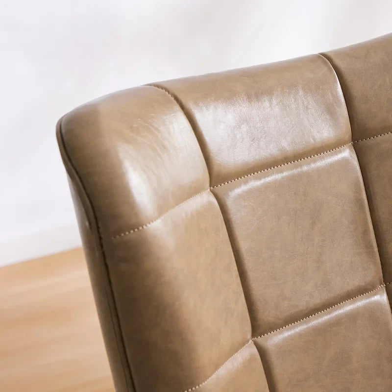 Set of 2 High-Back Tufted Accent Chairs in Cream, Brown, and Taupe 11