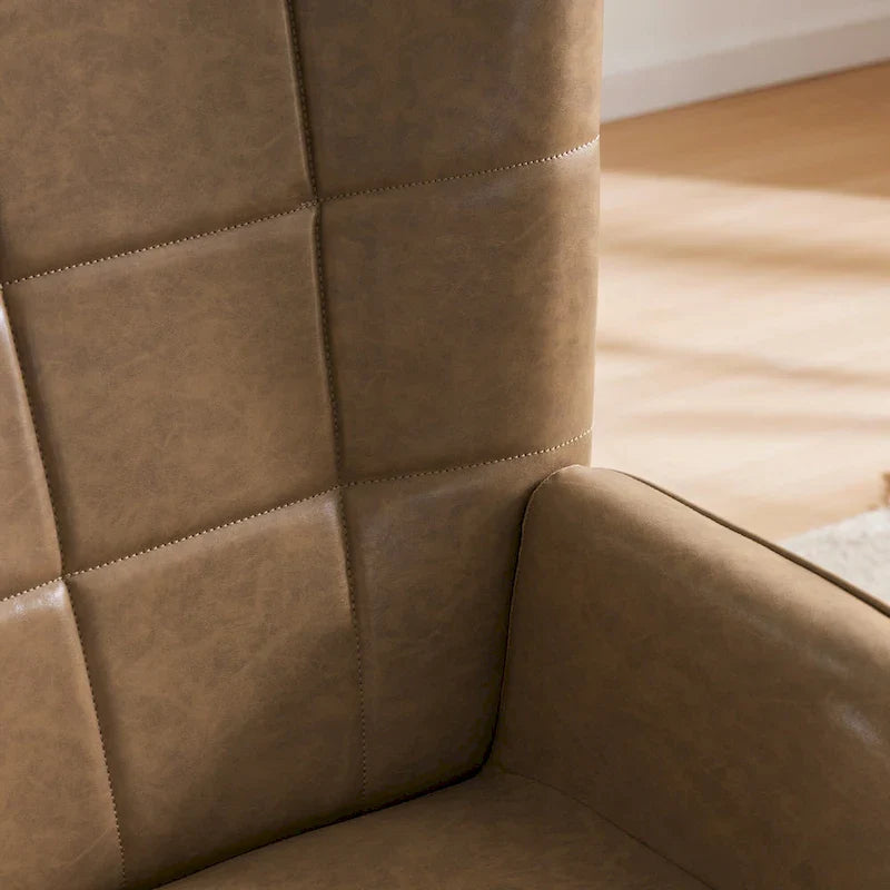 Set of 2 High-Back Tufted Accent Chairs in Cream, Brown, and Taupe 12