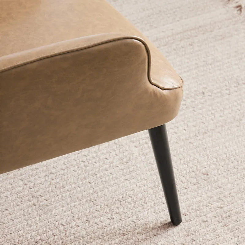 Set of 2 High-Back Tufted Accent Chairs in Cream, Brown, and Taupe 15