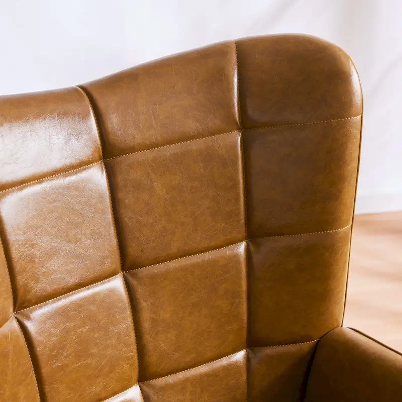 Set of 2 High-Back Tufted Accent Chairs in Cream, Brown, and Taupe 26