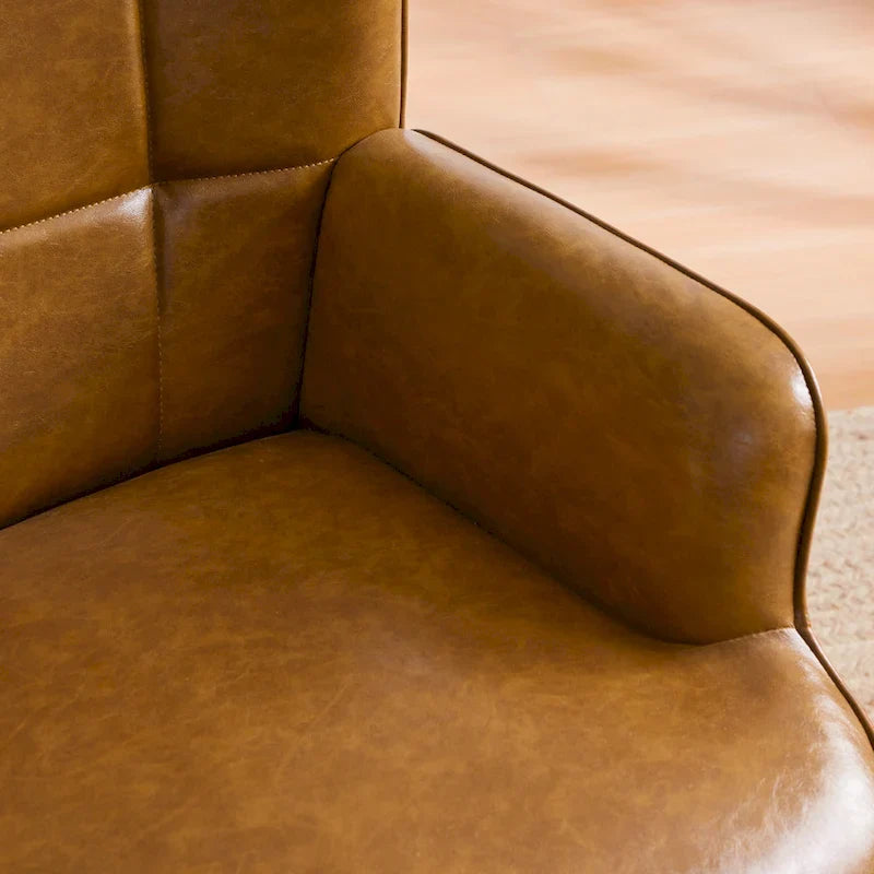 Set of 2 High-Back Tufted Accent Chairs in Cream, Brown, and Taupe 27