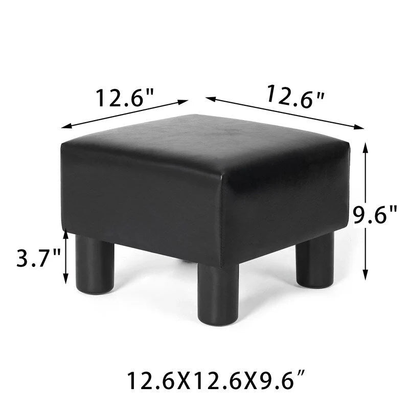 Adeco Faux Leather Footrest Ottoman with Plush Upholstery 2