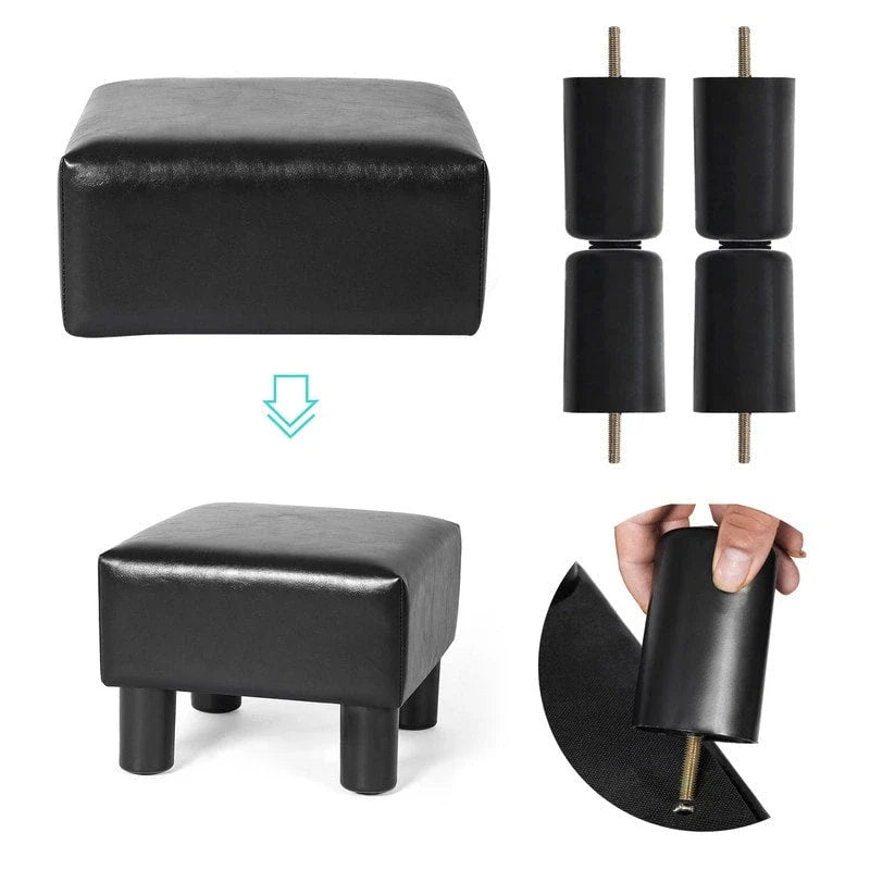 Adeco Faux Leather Footrest Ottoman with Plush Upholstery 3