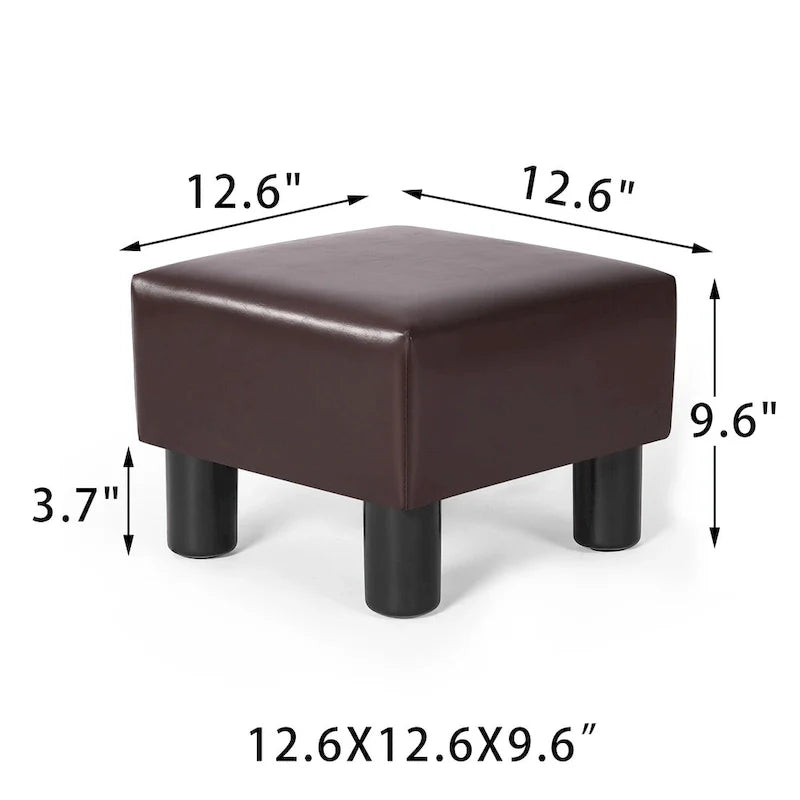 Square Footrest Stool with Upholstered Seat and Wooden Legs 5