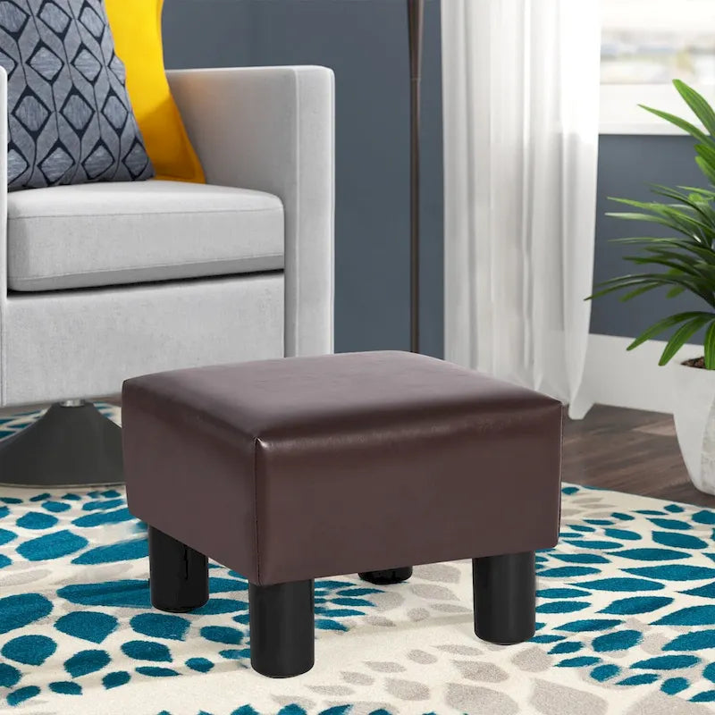 Adeco Faux Leather Footrest Ottoman with Plush Upholstery 7