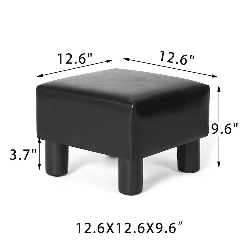 Adeco Faux Leather Footrest Ottoman with Plush Upholstery 12