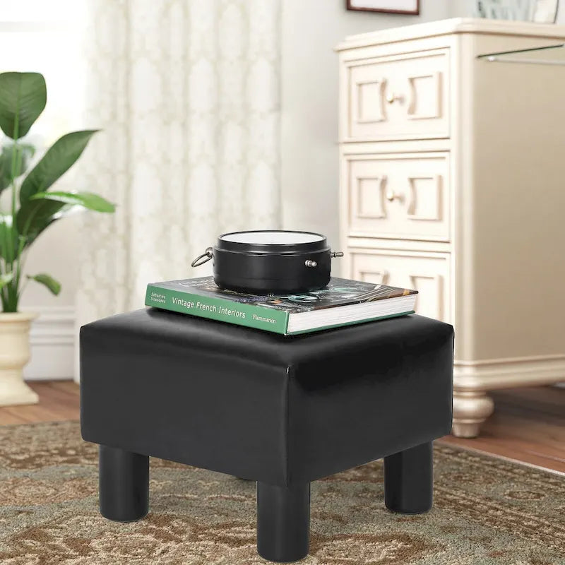 Adeco Faux Leather Footrest Ottoman with Plush Upholstery 13