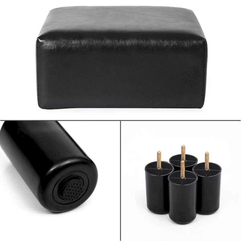 Square Footrest Stool with Upholstered Seat and Wooden Legs 17